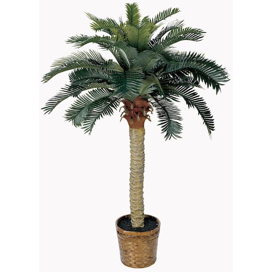 4ft. Sago Silk Palm Tree in Wicker Basket Pot